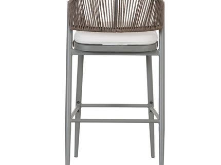 Outdoor Bar Height Metal Frame Counter Stools With Scallop Shaped Backrest & Water Resistant Cushions