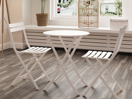 3 Piece Patio Bistro Set Of Foldable Round Table And Chairs