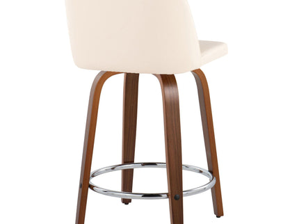 Toriano - Mid Century Modern Fixed Height Counter Stool With Swivel With Round Footrest (Set of 2)