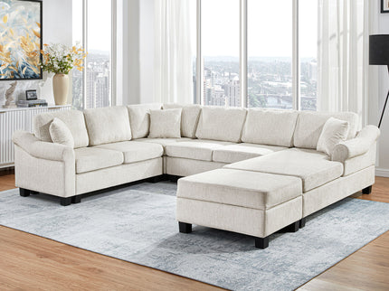 Contemporary U - Shaped Sectional Sofa With Movable Storage Ottoman