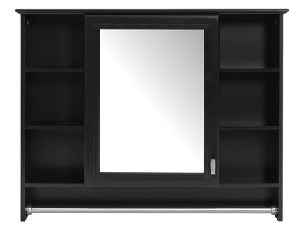 Modern Wall Mounted Mirror Cabinet With Adjustable Shelf, Soft Close Door, And Towel Bar