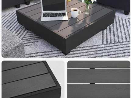 Patio Sectional Set With Modular Armless Chairs And Coffee Table - Gray