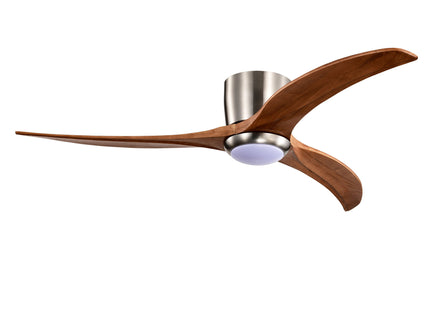Flush Mount Fan Light, 3 Blades Ceiling Fan With Lights Remote Control, Quiet DC Motor, 6 Speed - Nickel