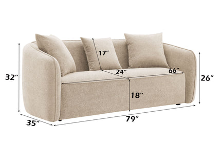 Keith - Sofa With 3 Pillows, Living Room Seating - Beige