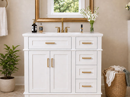 Modern Bathroom Vanity With Sink, Soft Close Doors, 4 Storage Drawers