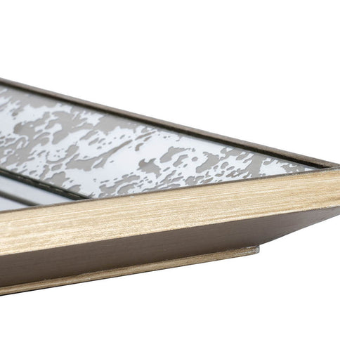 Antique Rectangle Mirror With Floral Accents, Mirrored Display Tray, Hanging Wall Mirror