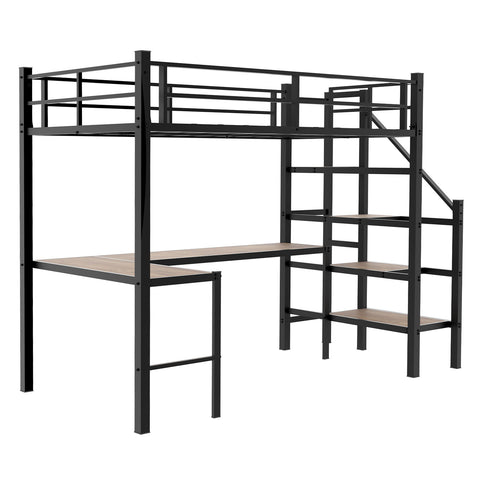 Loft Bed With L-Shaped Desk, Large Storage Space
