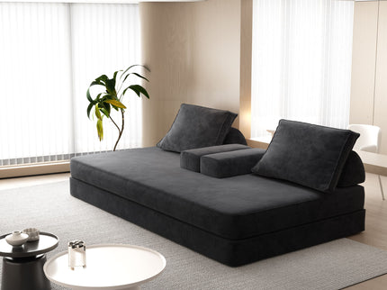 Multifunctional Convertible Sofa Bed With 2 Tumbler Backrests And 2 Pillows, Deep Seat Couch