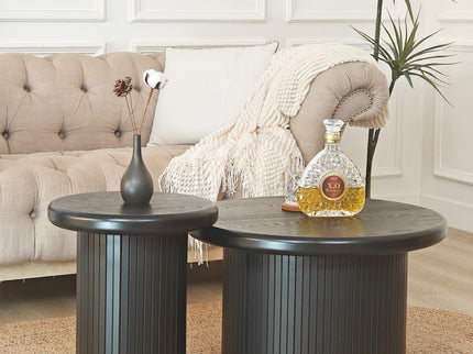 Fluted Cylinder Side Tables, Round End Tables For Living Room (Set of 2) - Black