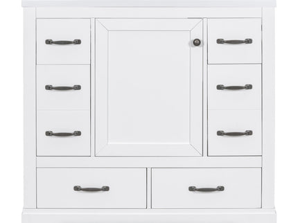 Modern Bathroom Vanity With Sink, 6 Drawers, Adjustable Shelf