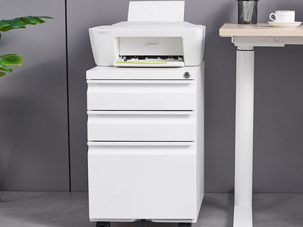 Contemporary 3 Drawer Mobile Filing Cabinet With Lock, Metal Office Storage For Legal / Letter Size