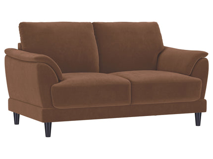 Dania - Upholstered Crescent Loveseat With Curved Tufted Arms - Rust