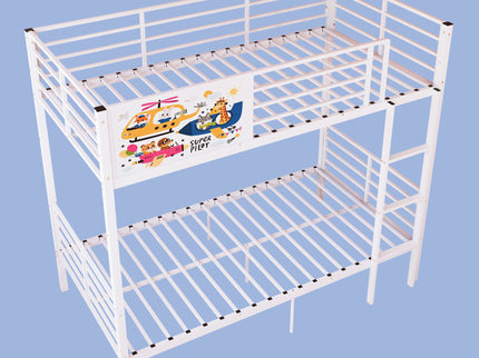 Bunk Bed, Convertible To 2 Separate Twin Size Beds With Full Length Guardrail & Ladder, No Box Spring Needed - White