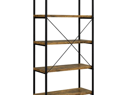 Avon - 2 Piece Computer Desk And Bookcase With 3 Drawers - Rustic Brown