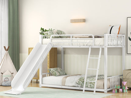 Metal Bunk Bed With Slide, Durable Steel Frame