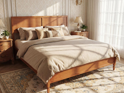 Classic Platform Bed Frame With Panel Headboard