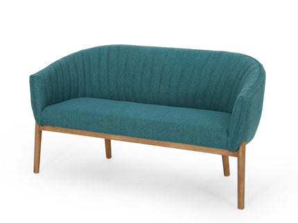 Mid Century Modern Loveseat With Channel Stitched Backrest