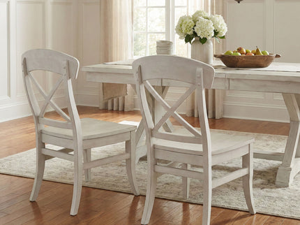 Harola - Cross-Back Dining Side Chairs In (Set of 2) - Smoky White