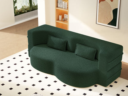 Modern Floor Sleeper Sofa Bed With 2 Pillows, Convertible Twin Size Folding Mattress For Living Room