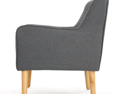 Modern Arm Chair With Tufted Back And Wooden Legs