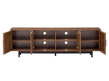 TV Stand For TVs, Entertainment Center With Closed Storage & Cable Management, Soft Closing Hinges - Walnut