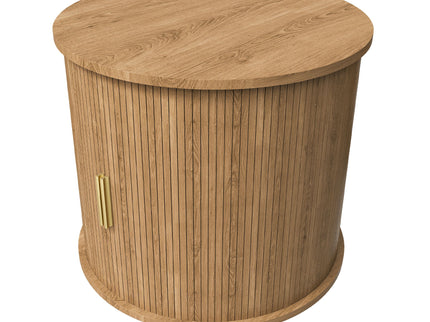Cylinder Nightstand With Charging Station & Sliding Door