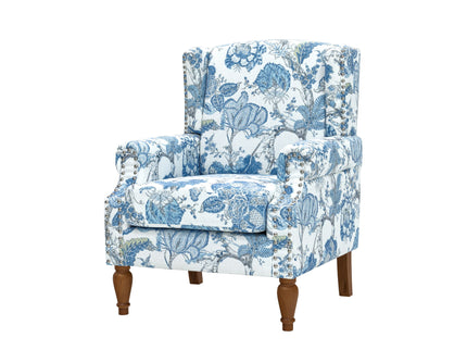 Accent Chair With Floral Upholstery And Nailhead Trim