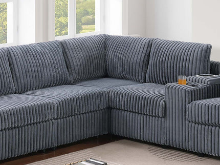 Modern Style L-Shape Sectional Set, USB Ports, Cup Holder