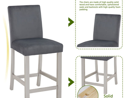 5 Pieces Counter Height Table Set, Kitchen Table With Square Table And 4 Upholstered Chairs