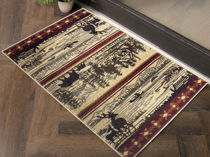 Nature's Nest - 5'3" X 7'3" Lodge Area Rug - Multi / Cream