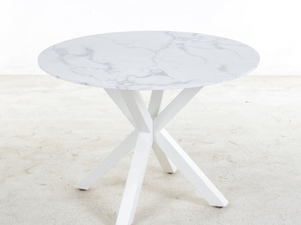Cross Leg Dining Table With Round Top, For 4 - 6 People - White