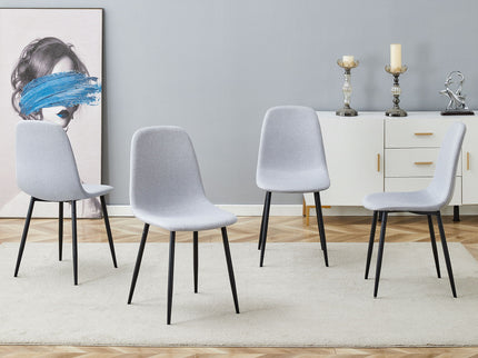 Modern Medieval Style Cushioned Side Chairs Set With Metal Legs For Kitchens
