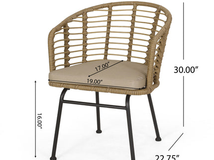 Randy - Modern Wicker Chair With Water Resistant Cushions - Brown / Beige