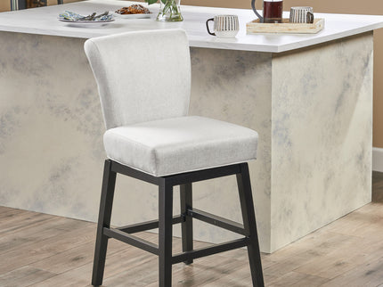 Quicksilvered - Upholstered Swivel Counter Stool With Wood Legs - Beige