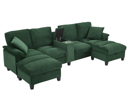 Modern U-Shaped Sectional Sofa With Storage Ottomans