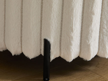 Wide Upholstered Round Pouf Ottoman Foot Rest