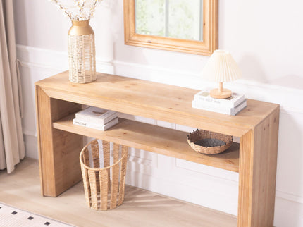 Console Table With Storage Shelf - Antique Natural / Light Natural / Natural