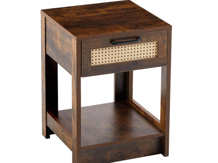 15.75" Rattan End Table With Drawer, Modern Nightstand, Side Table For Living Room, Bedroom