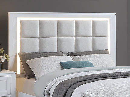 Bedroom Set, Bed With Drawers And Upholstered Headboard LED Lighting