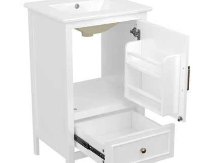 Modern Bathroom Vanity With Sink, Cabinet Storage, Drawer & Adjustable Feet