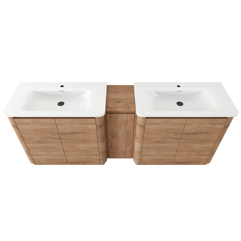 Soft Close Door Freestanding Bathroom Vanity With Sink, 1 Small Storage Cabinet