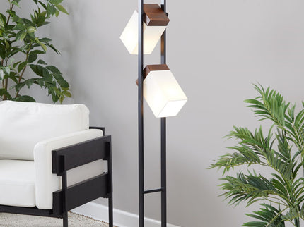 Bento - Contemporary Floor Lamp - Black / Walnut / White