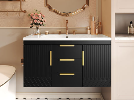 Wall Mounted Bathroom Vanity With Sink, Floating Storage Cabinet With 2 Drawers