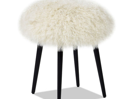 Alberta - Mongolian Sheepskin Round Ottoman