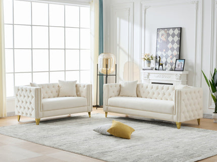 Deep Seat Sofa With Button Nailhead, Square Arm Couches