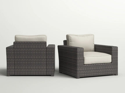 Outdoor Armchairs With Cushions (Set of 2) - Espresso / Gray