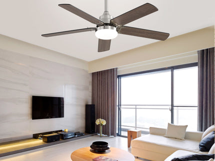 42" Ceiling Fan With Reversible DC Motor, LED Light, 5 Blade Design - Nickel