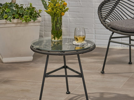 Petrichor - Outdoor Side Table With Tempered Glass And Steel Frame