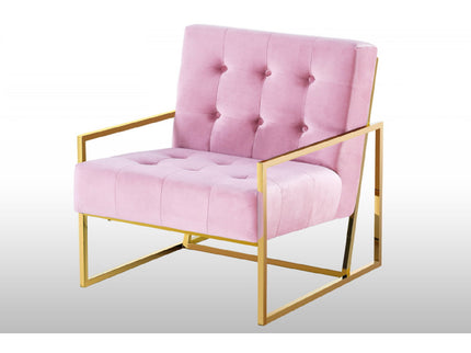 Tufted Accent Armchair With Frame For Living Room - Pink / Gold