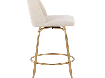 Toriano - Contemporary, Fixed Height Counter Stool With Swivel With Round Footrest (Set of 2)
